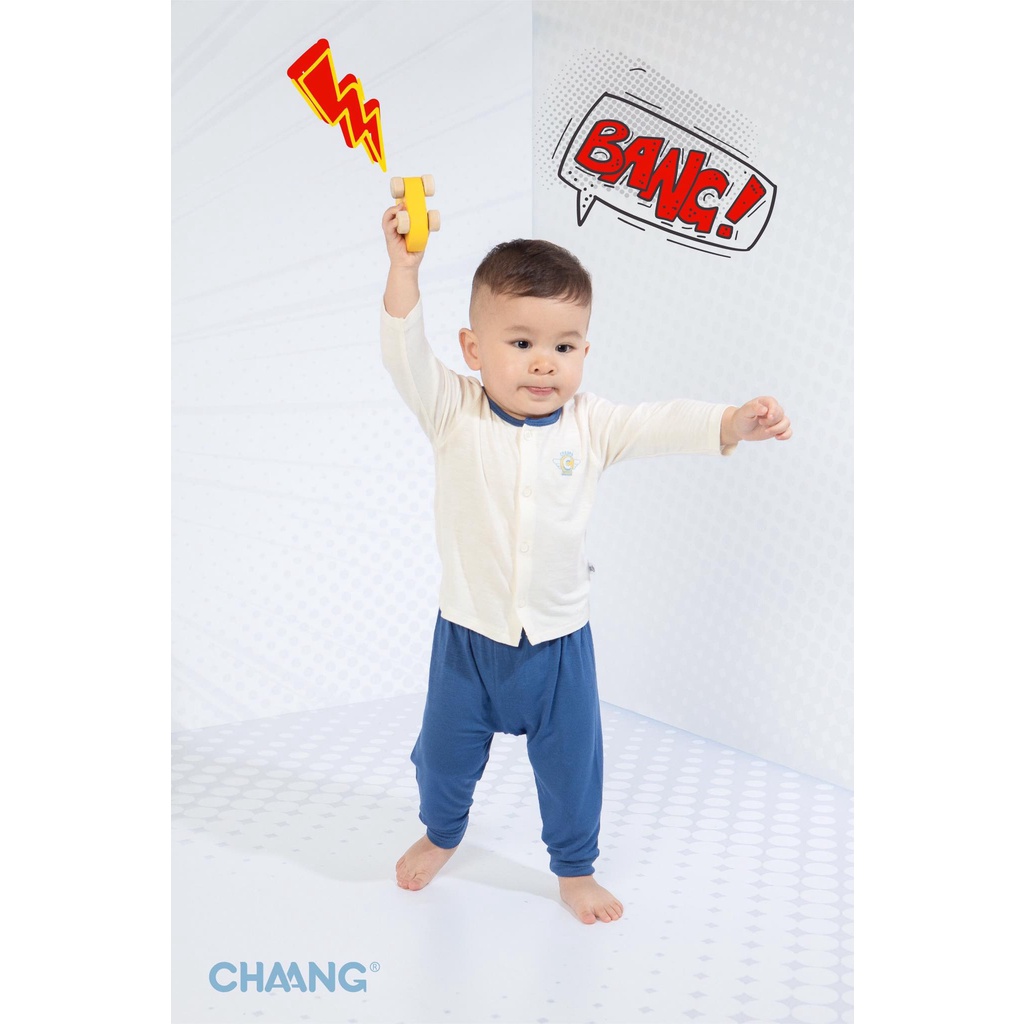 [CHÍNH HÃNG] Bộ áo dài tay quần dài cúc giữa hero super Chaang