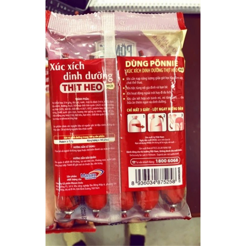 xúc xích ponnie thịt heo gói 175 g (5 cây*35g) | BigBuy360 - bigbuy360.vn