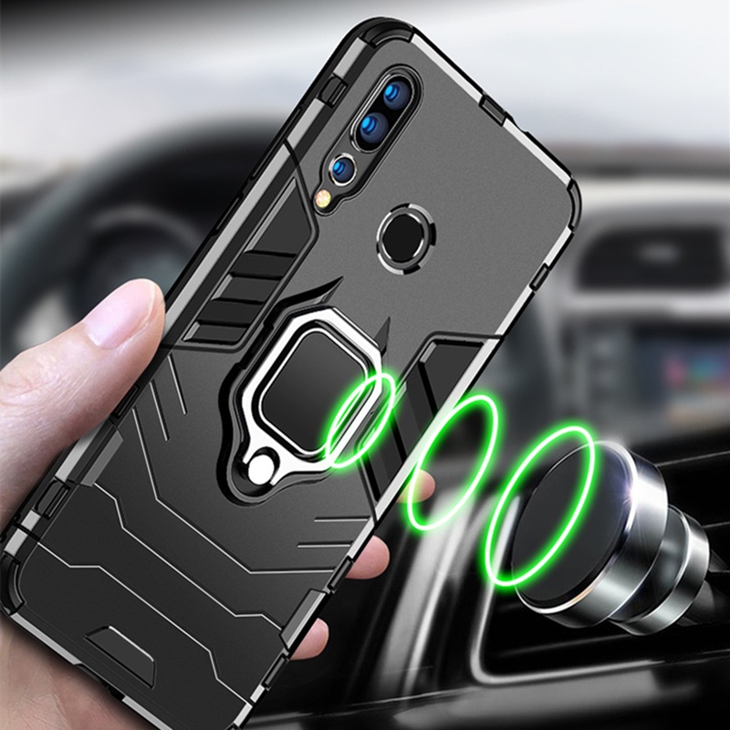 Ốp lưng bằng TPU phối da sang trọng có giá đỡ vòng nhẫn và mặt hít từ tính cho OPPO K3 (REALME-X)