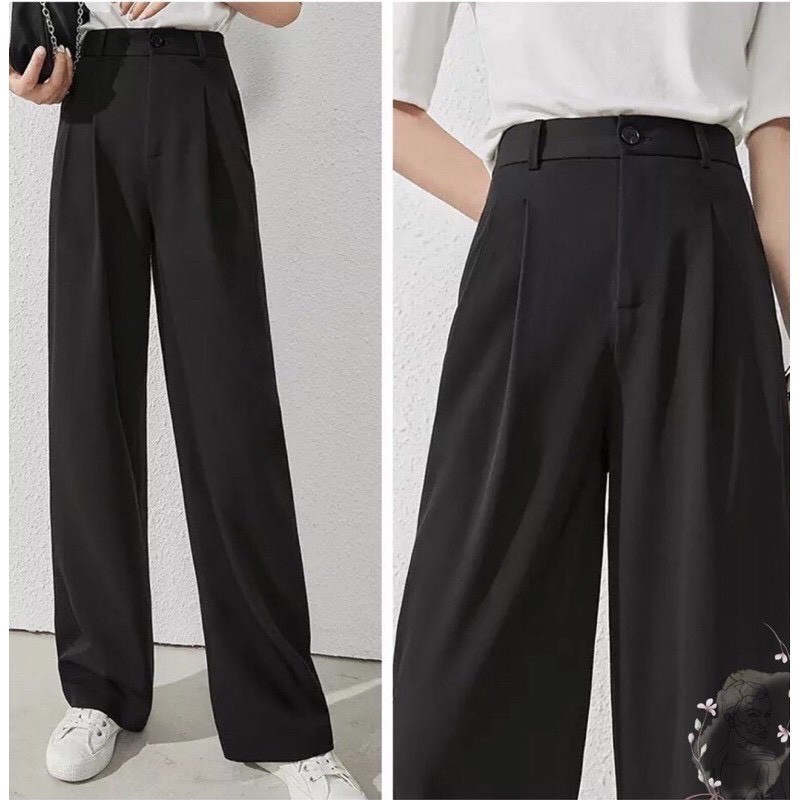 Quần ống rộng nữ,quần culottes nữ dáng dài khoá trước chất liệu vitex