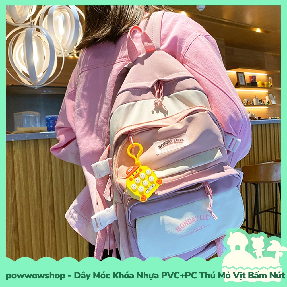 [Sẵn VN - Hỏa Tốc] Dây Móc Khóa Nhựa PVC+PC Trò Chơi Bấm Nút Mẫu Yellow Duck Vịt Vàng
