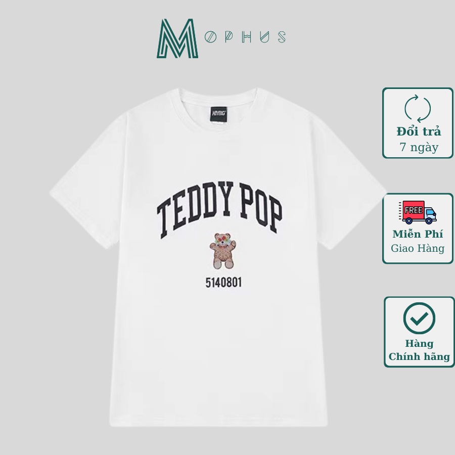 Áo thun unisex, áo phông nữ nam tay lỡ form rộng Teddy Pop chất cotton 4 chiều Mophus MT009