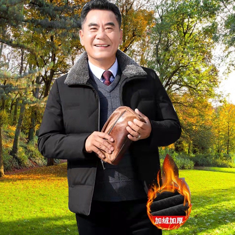 Áo khoác cotton lót nhung dày dặn thời trang dành cho đàn ông trung niên