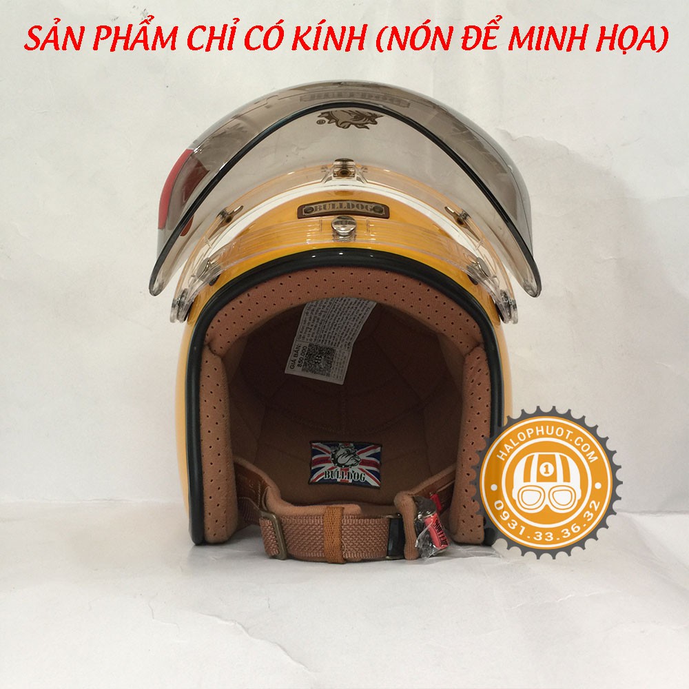 Kính Bubble Bulldog gắn nón 3/4 (Khói trà)