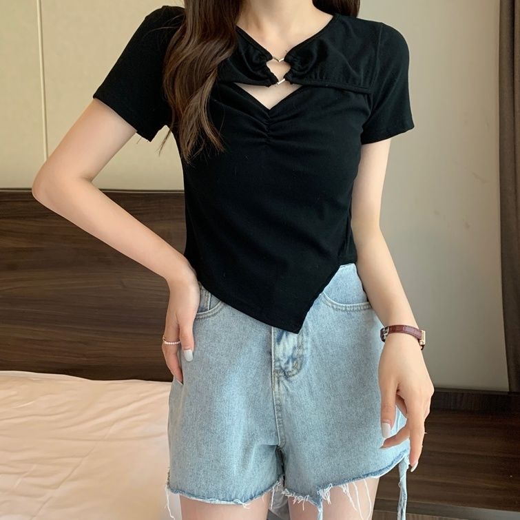 Áo Thun NgắN Tay KhoéT Lỗ HìNh TráI Tim Cho Nữ JL-TX-278