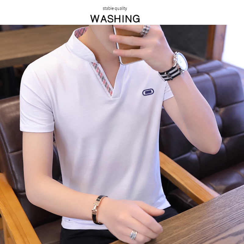 Áo polo AOKANG ngắn tay cổ đứng phong cách Hàn Quốc cho nam