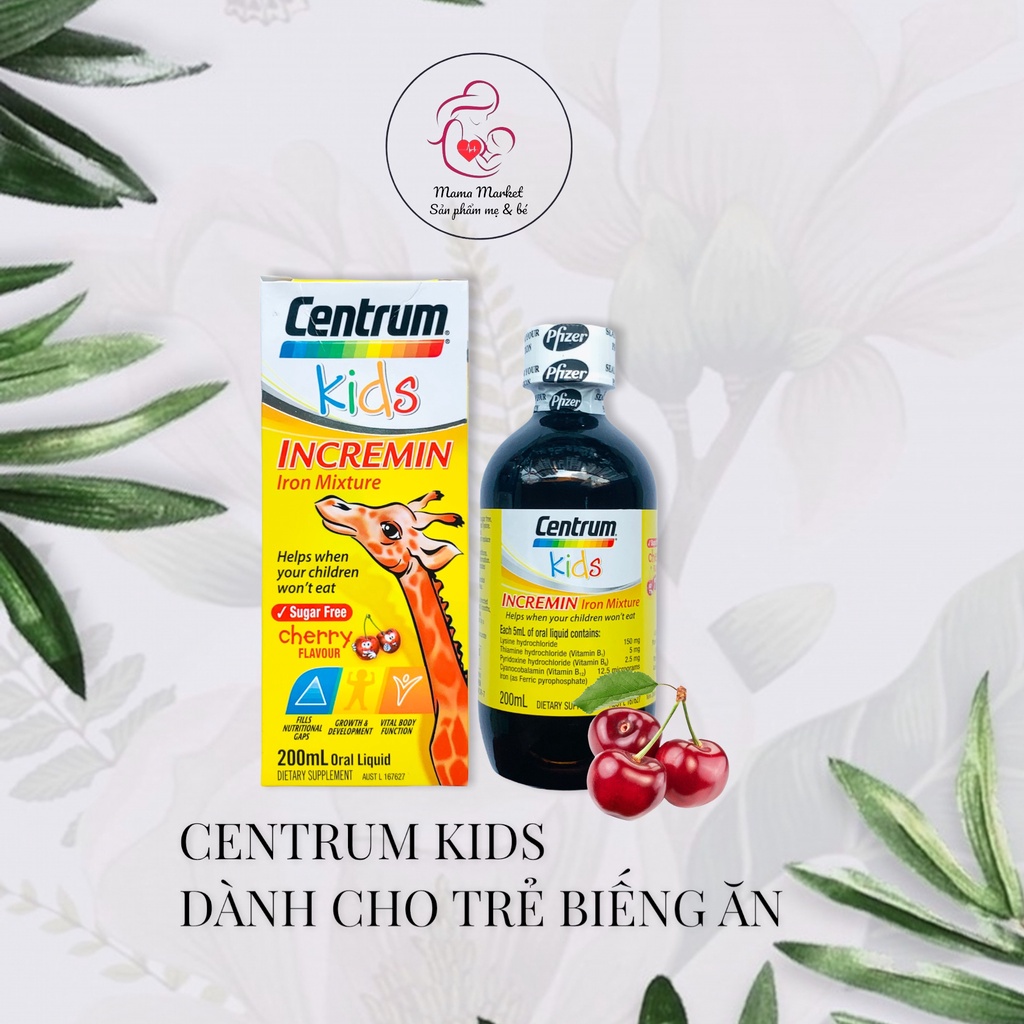 Centrum Kids dành cho bé biếng ăn vị chery chuẩn nội địa Úc 200ml