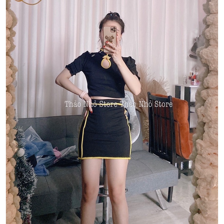 set áo váy ôm thun borip (hình thật shop Thảo Nhỏ Store chụp )