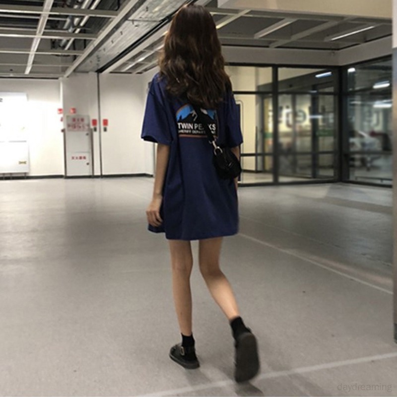 Áo Thun Dáng Rộng Cổ Tròn In Hình Phong Cách Hàn Quốc Dành Cho Nữ