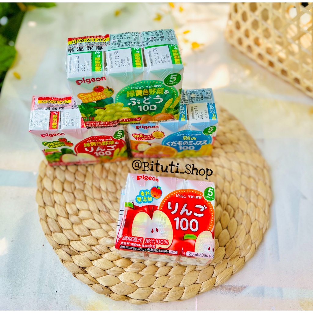 Nước ép trái cây Pigeon cho bé từ 5 tháng lốc 3hộp đủ vị - Bituti Shop