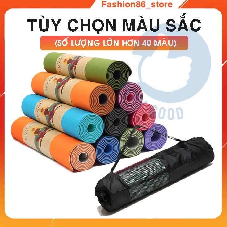 Thảm tập yoga 2 lớp TPE 6mm 8mm từ 89k có định tuyến tập gym thiền pilates fashion86 chống trượt cao su cao cấp tại nhà