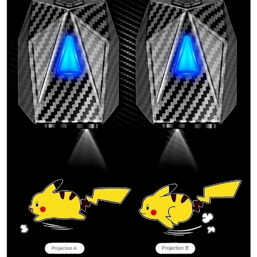 Đèn LED laser không dây chiếu trang trí cửa họa tiết pikachu/vịt hoạt hình dành cho xe hơi