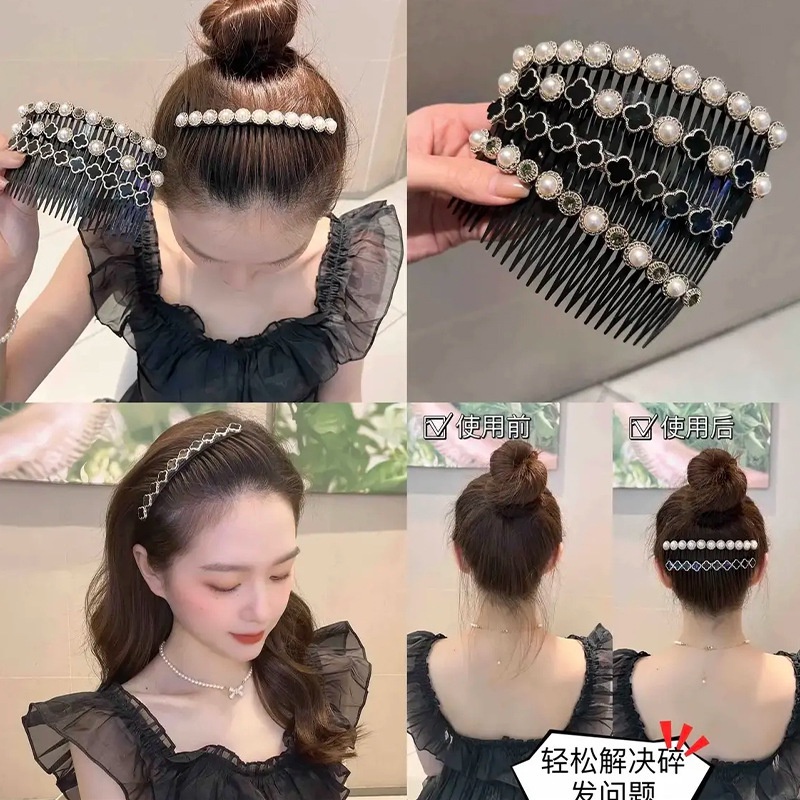 Lược Kẹp Tóc Mái Ngang Lưng Đính Ngọc Trai Nhân Tạo Gọn Gàng Cho Nữ CFH