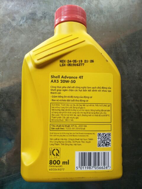 Dầu nhớt shell 0,8 AX5 20w50