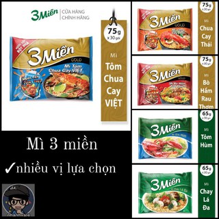 Mì 3 miền nhiều hương vị lựa chọn (Bán lẻ 1 gói)