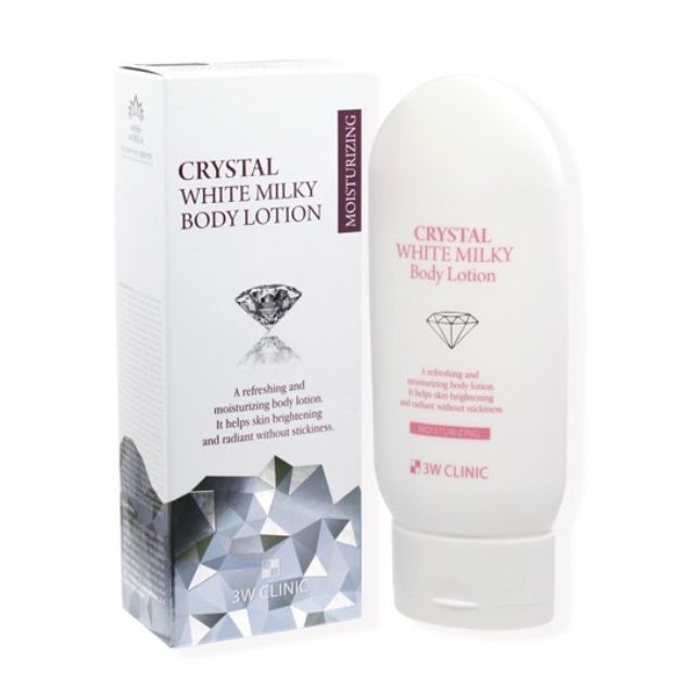 KEM KÍCH TRẮNG DA 3W CLINIC CRYSTAL WHITE MILKY BODY LOTION