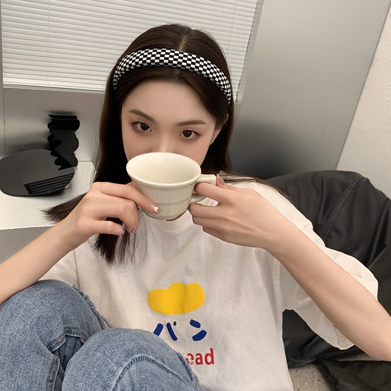 Cột tóc scrunchies cài tóc sọc caro đen trắng hàn quốc hot Tiluca S52