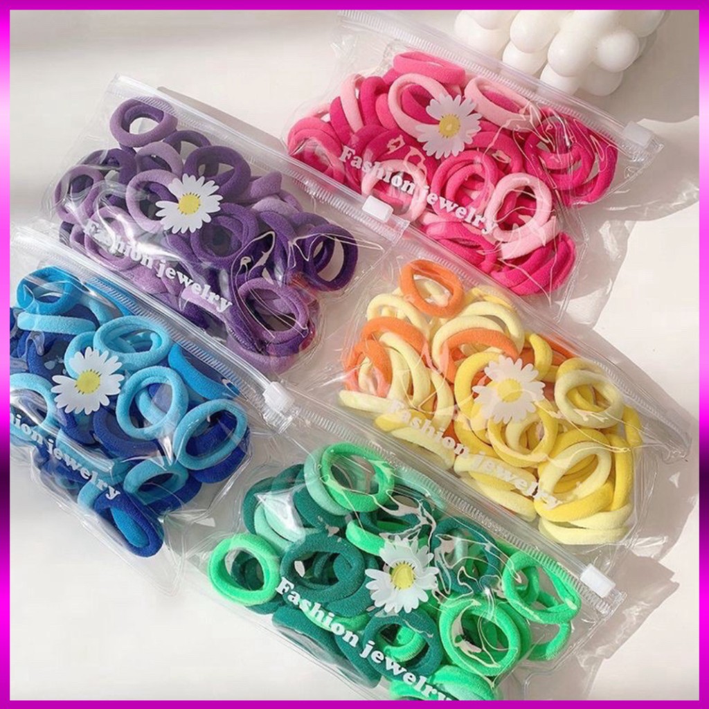 SET 50 CHUN THUN CỘT TÓC CHO BÉ CÓ TÚI ZIP !