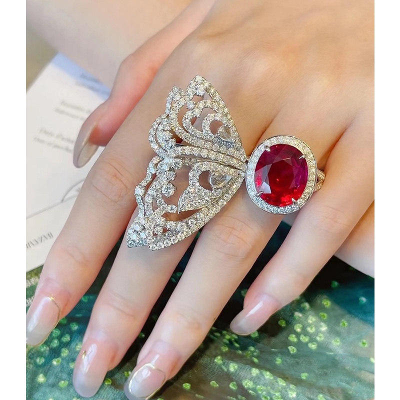 Bling Cool ins Butterfly Ring Ruby Ruby Light Multicolor Hong Kong Vintage Style Advanced Adjustable