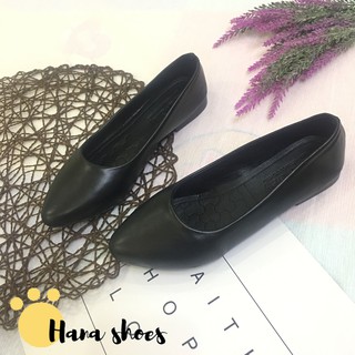 Hình Thật - Giày búp bê nữ trơn da mềm mũi nhọn dáng basic