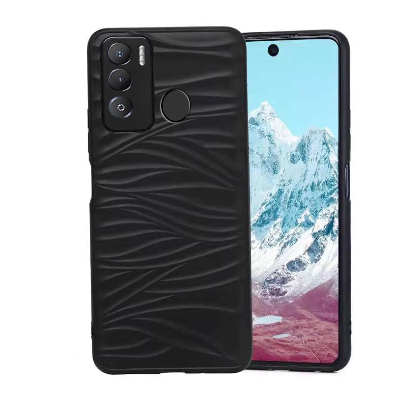 Vỏ Điện Thoại Màu Đen Cho Tecno Pova Neo Pova 2 POP 5 4 LTE Spark 6 5 Air 7 Pro 7T Camon 17P 18P 18 PREMIER Pouvoir 4 Pro / LC8 LC7 Vỏ Silicon Mềm Sọc Nổi