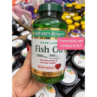 Dầu cá nature bounty fish oil 130 viên 1400mg - fish oil nature bounty-tramcathy