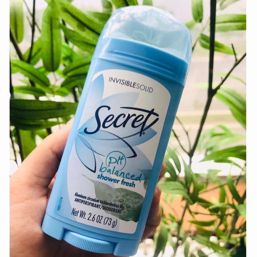 Lăn khử mùi sáp Secret PH Balanced Shower Fresh Invisible Solid 73g, lăn dạng sáp chính hãng Mỹ dành cho nữ