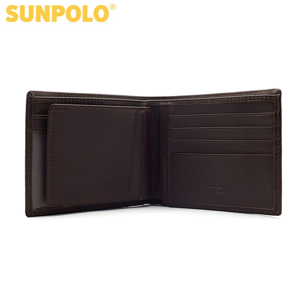 Bóp ngang nam da bò SUNPOLO Đen Nâu - WS06DN