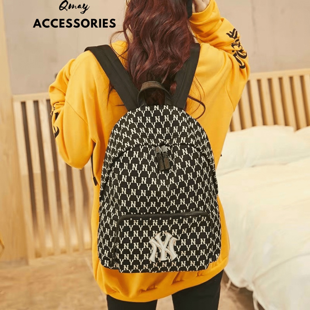 Balo MLB NEW YORK YANKEES MONOGRAM Chất Vải Polyeste Hàn Quốc 2 Ngăn Chính 1 Ngăn Phụ Chống Thấm Size 40cm x 30cm x 15cm