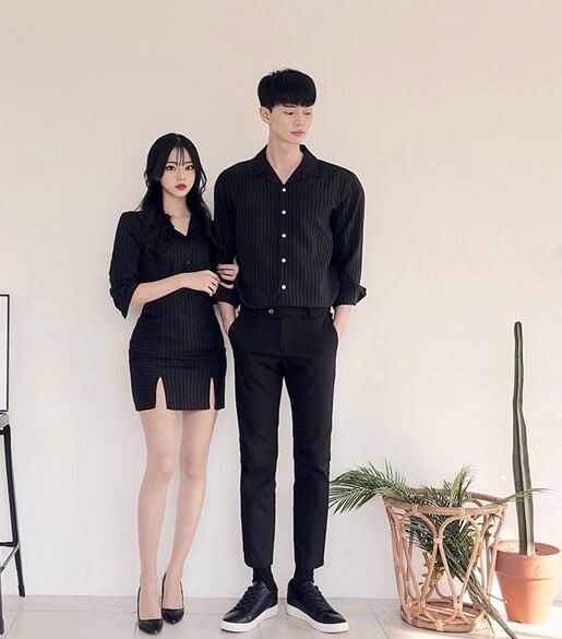 Đồ đôi đẹp, Đồ đôi váy nữ sơ mi nam Hàn Quốc Couple đồ cặp đẹp chụp ảnh cưới