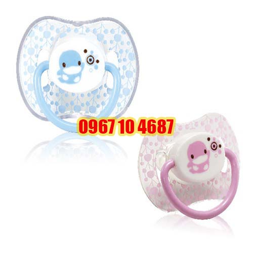 Ti giả cho bé từ 0-6 tháng tuổi bằng silicone mềm chỉnh nha có nắp đậy kuku ku5514