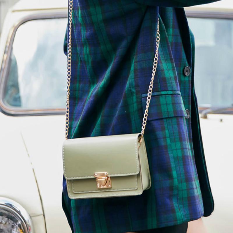 IELGY Túi đeo chéo dáng vuông cỡ nhỏ phối dây xích phong cách thời trang cho phái nữ