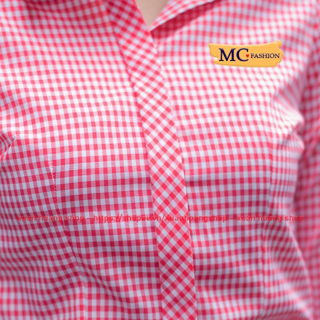 Áo Sơ Mi Nữ Công Sở Đep, Kiểu Tay Dài Kẻ Sọc Caro Mc Fashion, Size Đủ, Màu Xanh Dương Đen Tím Than, Hồng, Đỏ A656