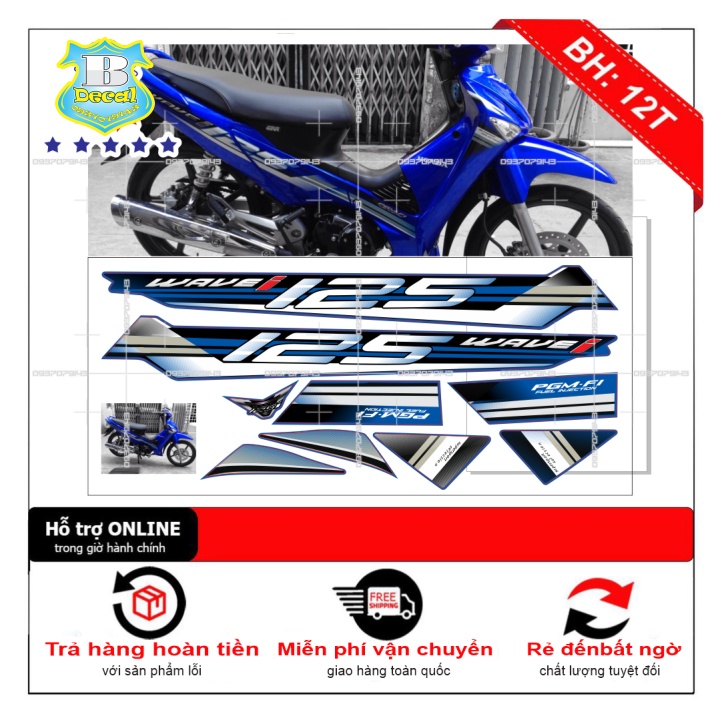 ( Quí khách vui lòng mang ra tiệm cho thợ dán )wave i 125 dán xe xanh