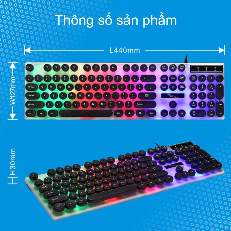 Bàn phím Punk G21 retro tròn keycap cơ có cảm giác phím backlight tròn Bàn phím chơi game usb [G21]