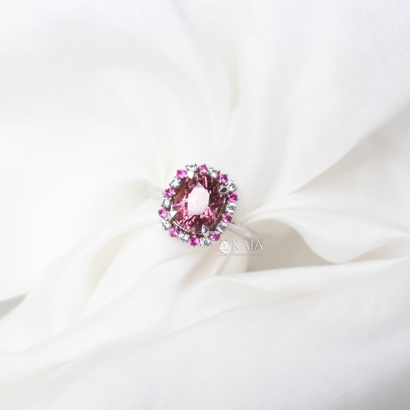 Nhẫn Spinel Tím đá thiên nhiên AU 10k phụ kiện thời trang tặng kèm kiểm định - KAIA