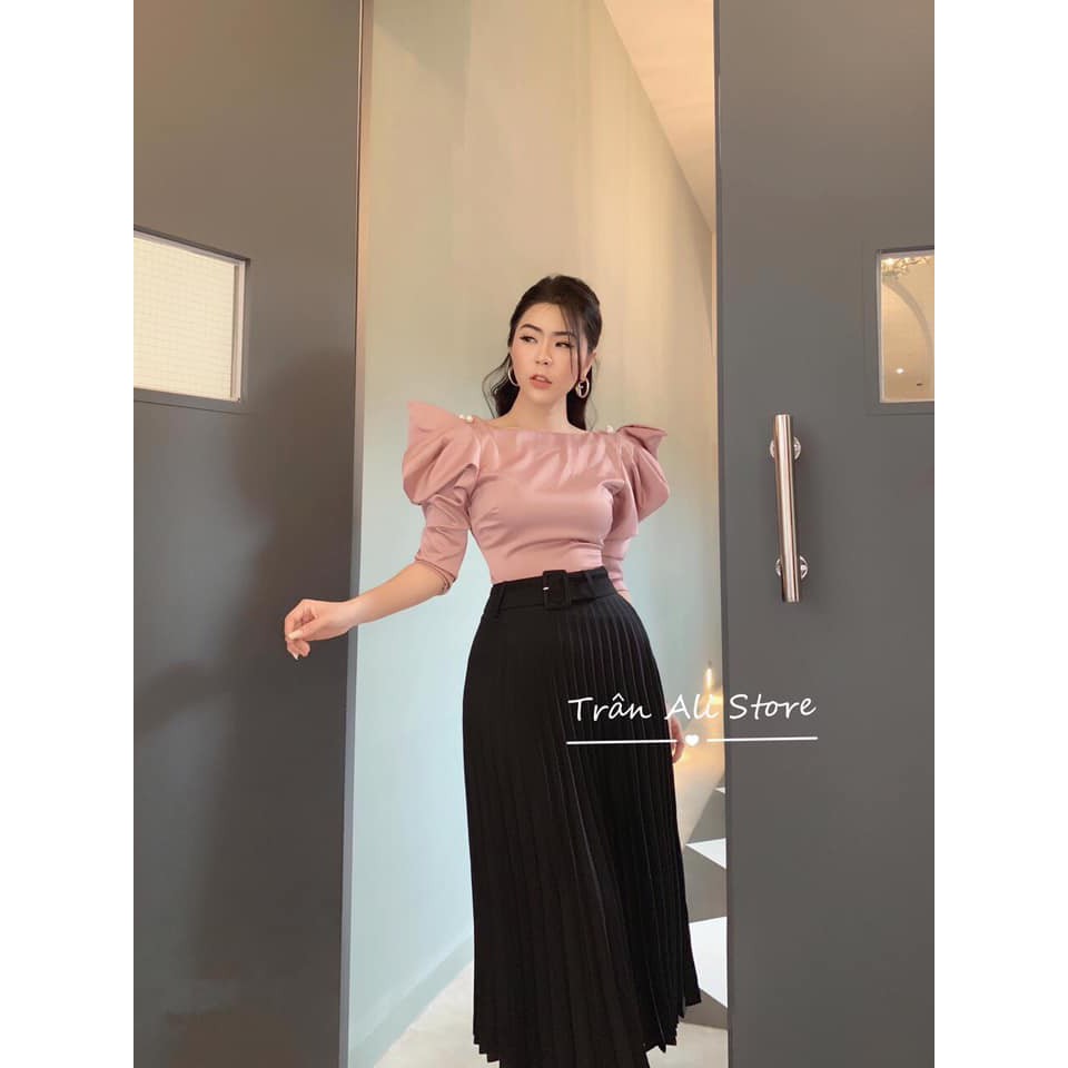 Chân váy xếp li dài 1911 ánh nhũ kèm đai (ảnh thật,video) | BigBuy360 - bigbuy360.vn