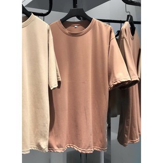 áo thun trơn nam nữ form rộng tay lửng màu choco - over basic tee nâu