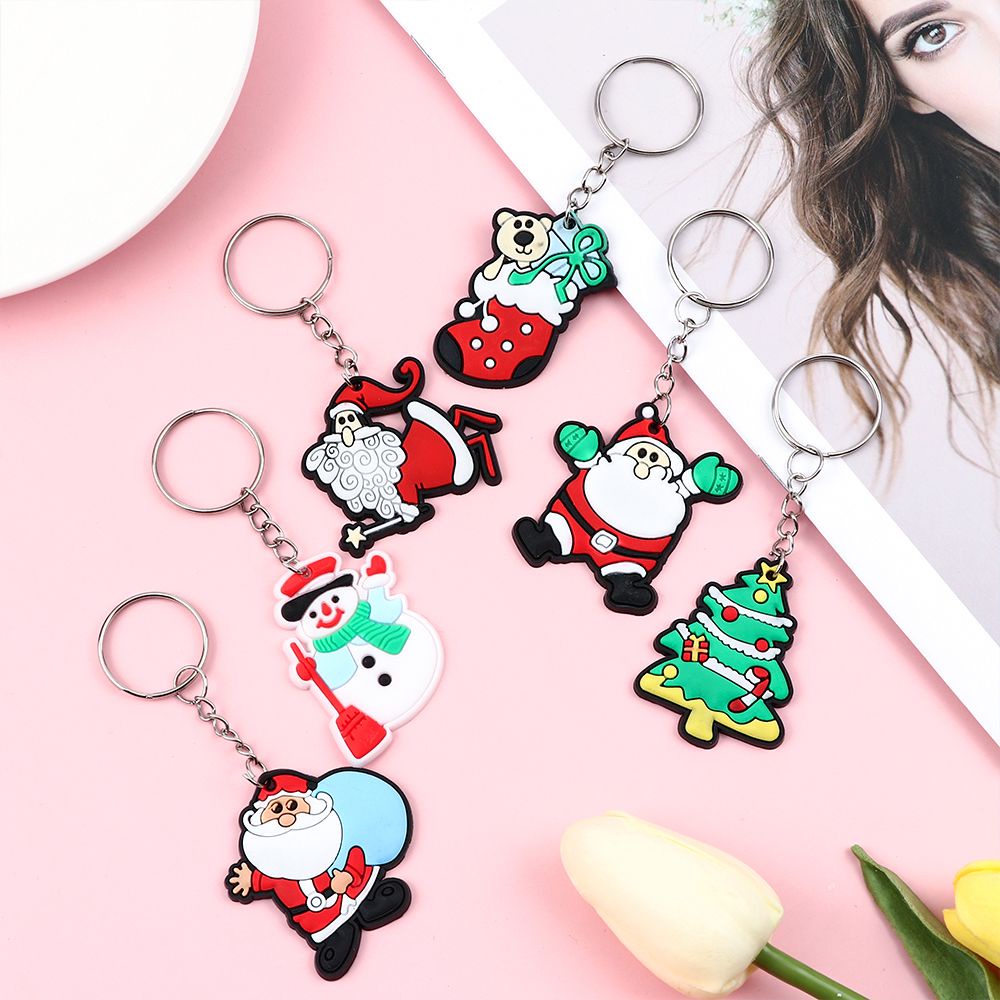 Móc khóa nhựa pvc mềm hình ông già noel/cây thông giáng sinh/năm mới