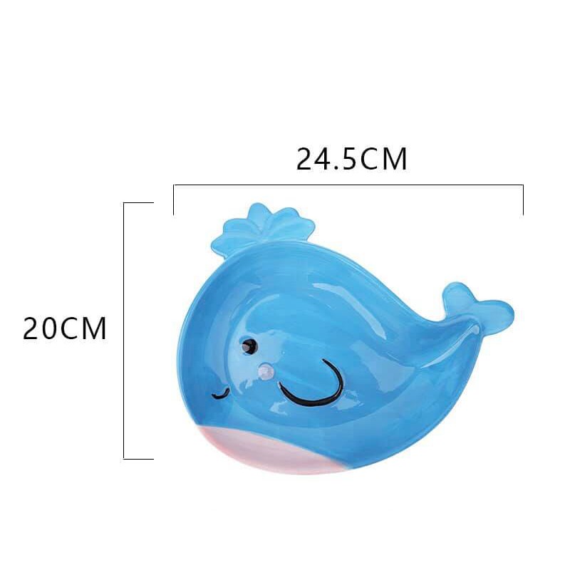 Đĩa Sứ Bộ Bát Đĩa Decor Bát Ăn Cơm Cá Heo Chén Dĩa Sứ Dễ Thương Cute Cao Cấp B36