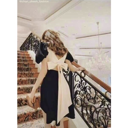 Đầm tay phồng nơ lưng dễ thương