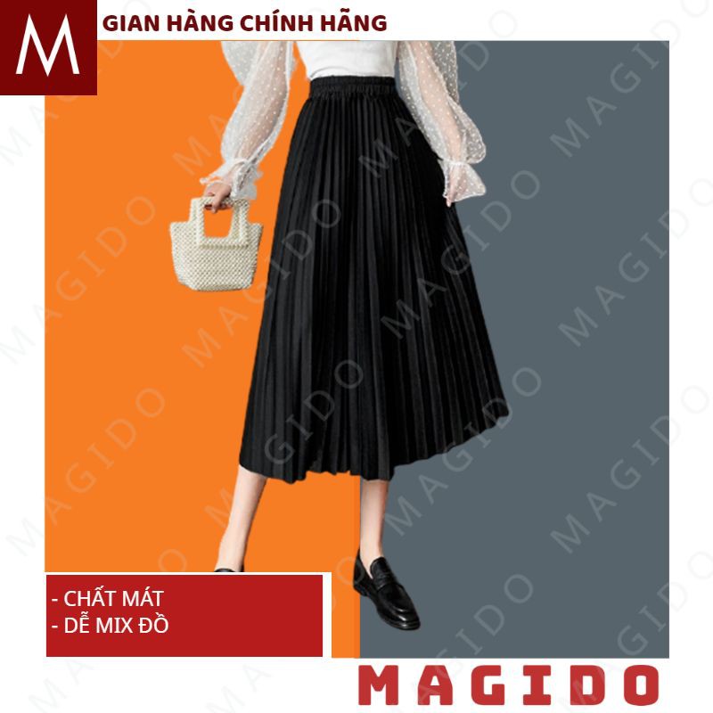 (ẢNH THẬT) chân váy dài  💚chân váy xếp ly -dáng dài cạp chun cực xinh, phong cách ulzzang -tiểu thư -thời trang MAGIDO