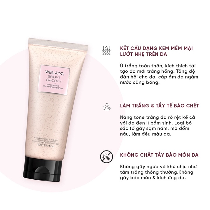 Kem ủ trắng body Weilaiya 200ml Mit Beauty chiết xuất vỏ hồ đào làm sáng trẻ hóa da mịn màng hiệu quả