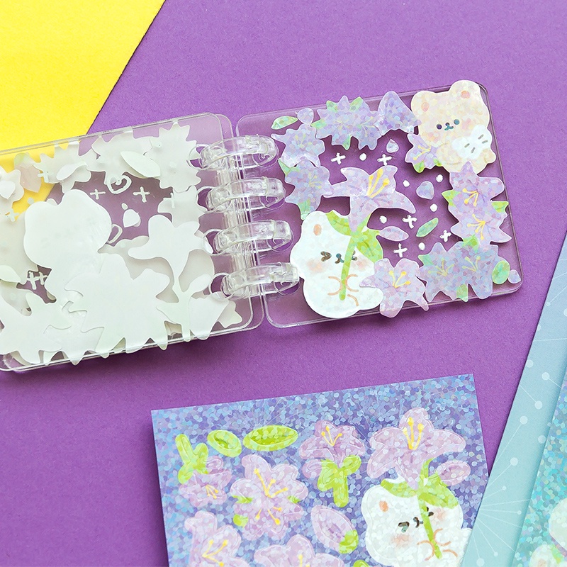 Flowertree Bộ 2 Sticker Dán Trang Trí Sổ Tay Hình Gấu Và Hoa Xinh Xắn