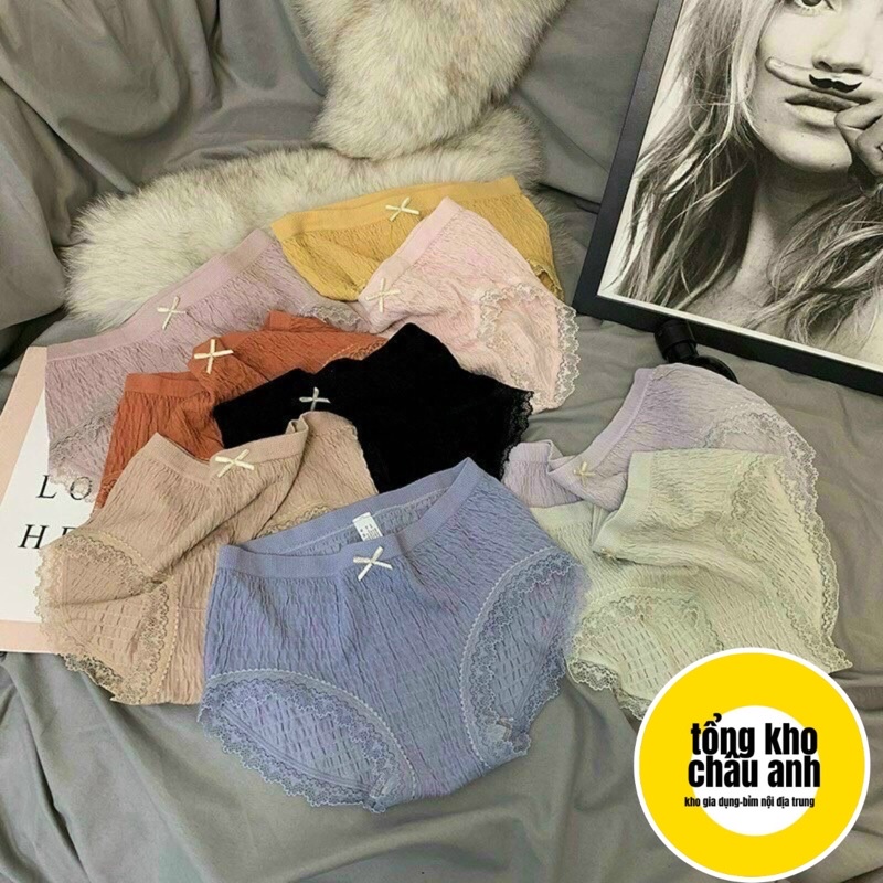 Quần Lót Cotton Gân Tăm VIỀN REN Kháng Khuẩn.