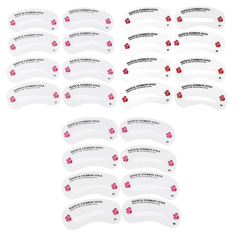 Reusable Eyebrow Stencils 24PCs Shaping Grooming Brow Template Make Up