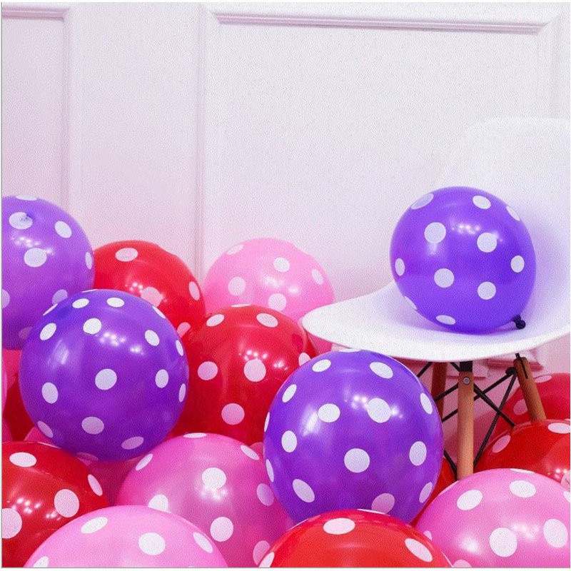 Bộ 20 Bong Bóng Cao Su 12 Inch Họa Tiết Chấm Bi Trang Trí