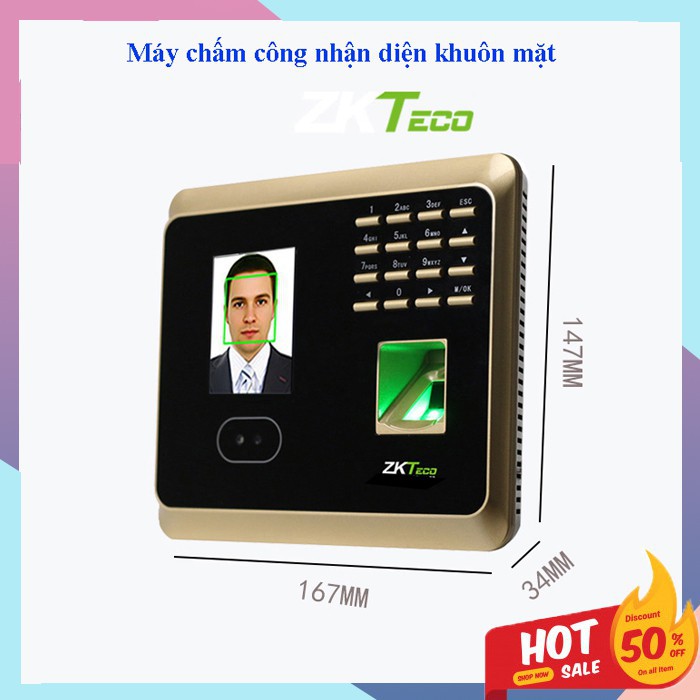 Máy Chấm Công, Máy Chấm công Nhận diện khuôn mặt + dấu vân tay + Mật khẩu ZKteco - BẢO HÀNH UY TÍN