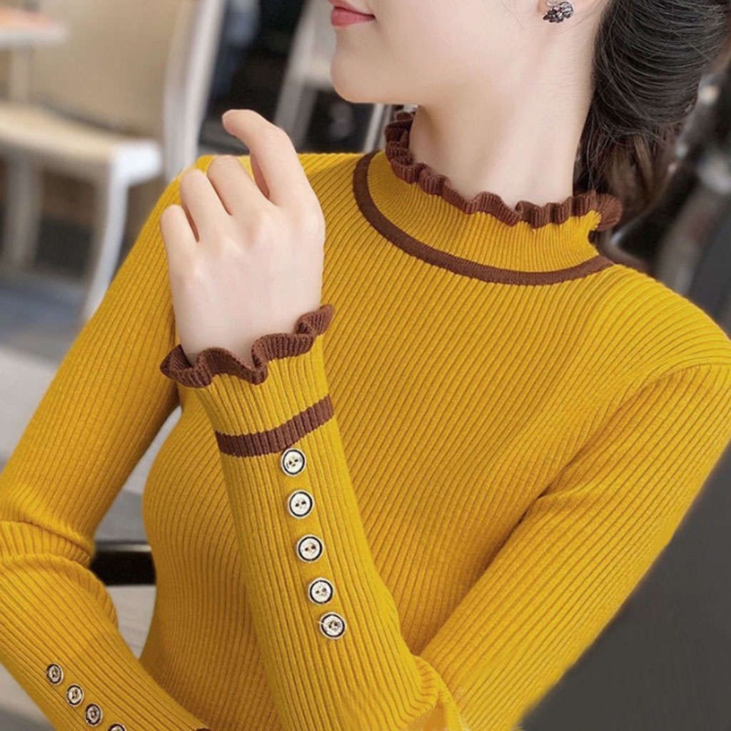 Áo len nữ cổ phối viền xinh xắn AL-216i