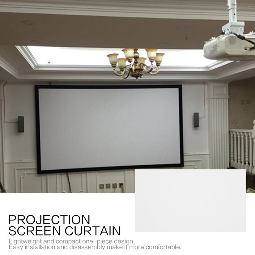 8.15【HOT】60 Inch Projection Screen Curtain Non-Woven Fabric White Soft